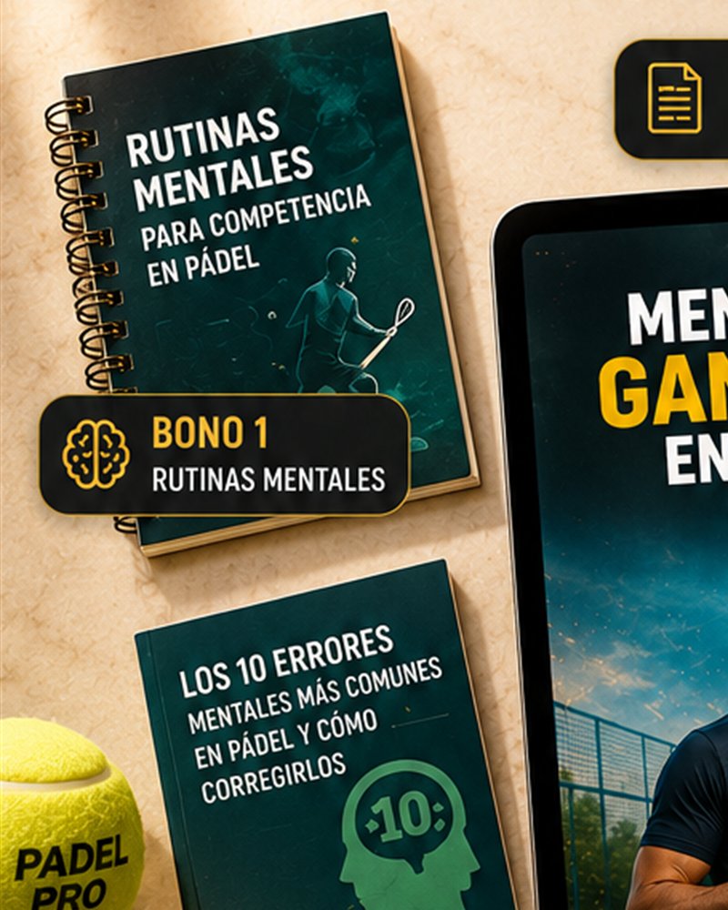 Bono 1, rutinas mentales para competencia, y Bono 2, los 10 errores mentales más comunes en pádel