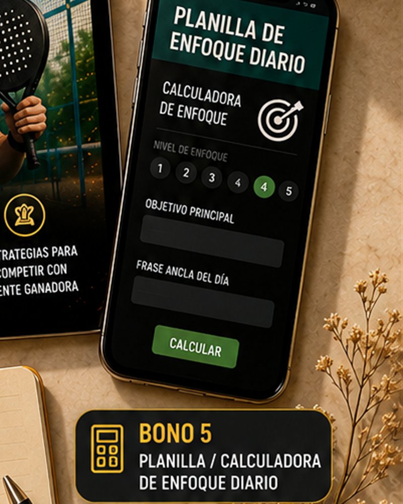 Planilla y calculadora de enfoque diario en el celular